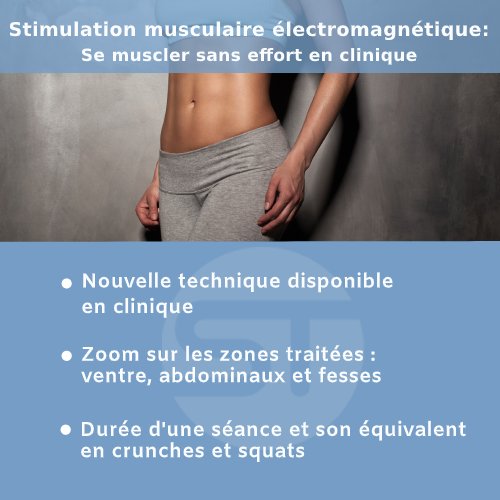 Femme musclée sans effort grâce à la stimulation électromagnétique